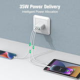 Usb C Charger Block, 35W 3-Port Usb C Charger, Iphone Charging Adapter With Pd 3.0 Power Delivery Compatible With Iphone 16/16 Pro/15/14/13/12/11, Galaxy, Pixel And More