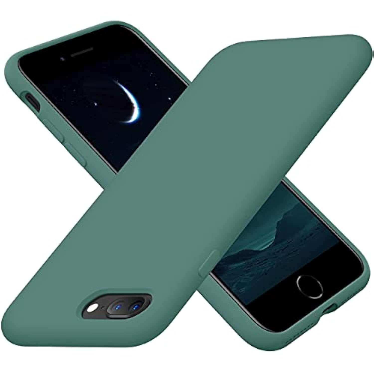 Designed For Iphone 8 Plus Case, Designed For Iphone 7 Plus Case, Silicone Ultra Slim Shockproof Phone Case With [Soft Anti-Scratch Microfiber Lining], 5.5 Inch, Midnight Green