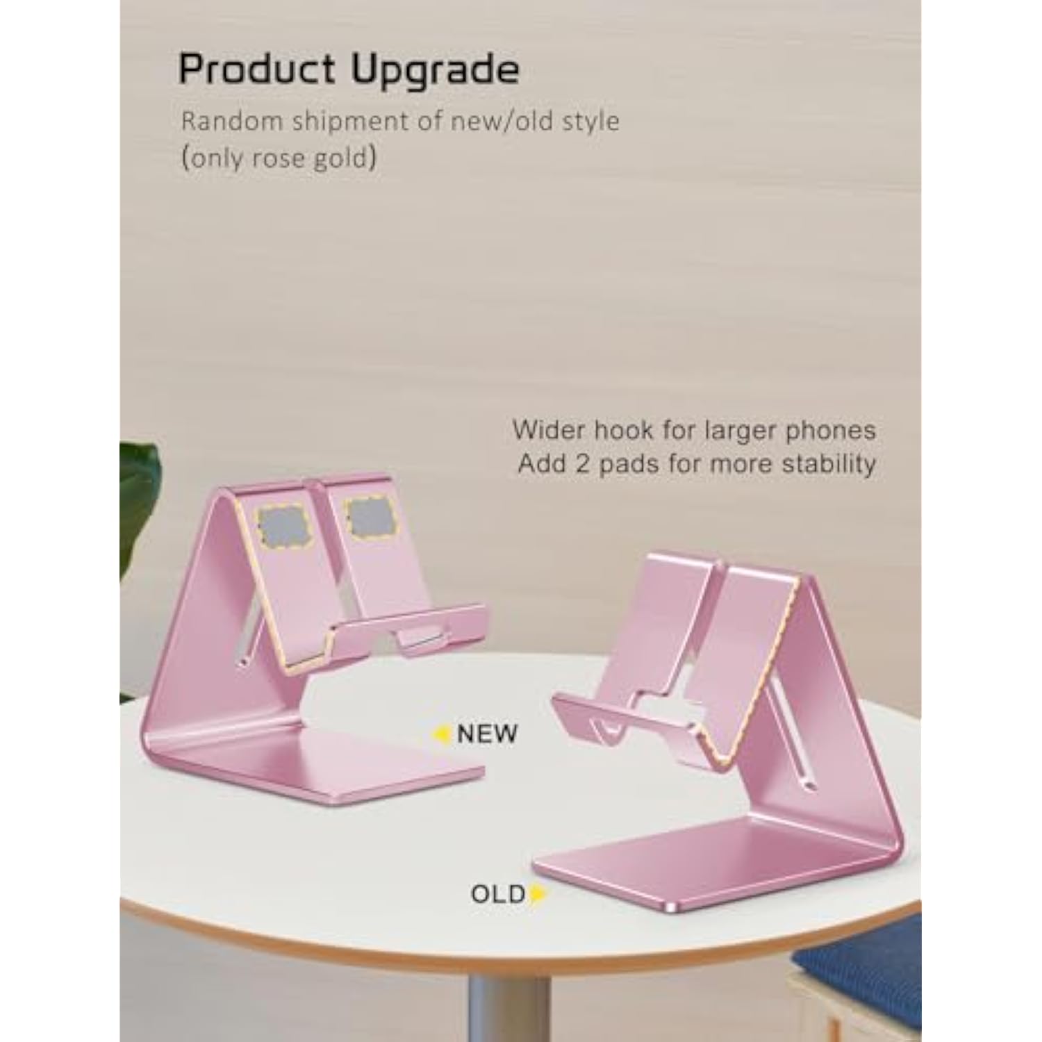 Phone Stand, Aluminum Phone Holder For Iphone 16 15 14 13 12 11 X 8 7 6 Plus 5, Samsung, Huawei, Suitable For All Smartphones, Adding A Touch Of Style To Your Office Decor, Rose Gold