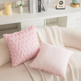 Set Of 2 Heart Love Cute Pink Decorative Valentines Throw Pillow Covers 18X18, Soft Plush Faux Fur Pillow Covers For Couch Sofa Home Valentines Day Decoration