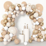 153Pcs White Sand Balloon Garland Arch Kit, Different Sizes 18 12 10 5 Inch Beige Cream Champagne Gold Latex Metallic Confetti Balloons For Boho Neutral Baby Shower Birthday Party Decorations