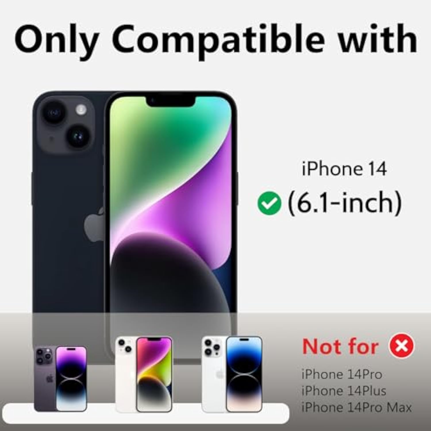 For Iphone 14 Case Wallet With Card Holder [Max 5 Cards] Dual Layer Heavy Duty Shockproof Drop Protection Hidden Flip Id Slot Phone Cover For Men Women, 6.1 Inch Black