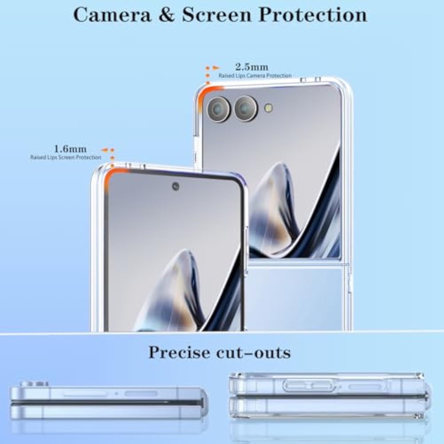 Clear Protective Case for Samsung Galaxy Z Flip 7 with Screen Protector and Shockproof Design