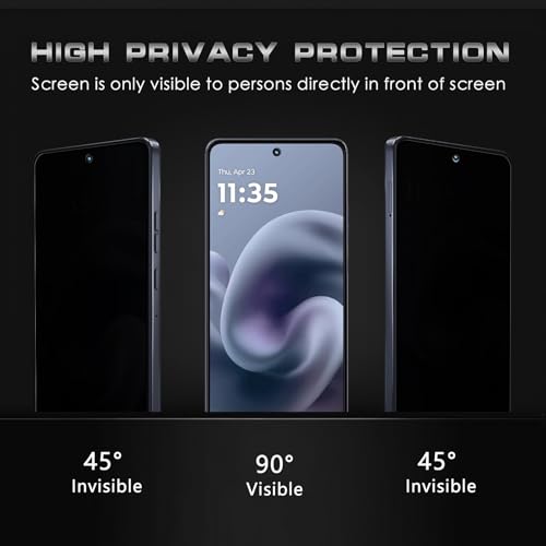 4 Pack Motorola Moto G86 Privacy Screen Protector, 2 Pack Privacy Tempered Glass Film and 2 Pack Camera Lens Protector, Anti-Spy Protection for