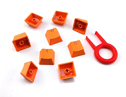 9 Orange Pbt Keys Backlit Translucent Keycaps For Mechanical Keyboard With Red Key Puller