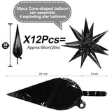 50 Pc Black Foil 26 Inch 3D Starburst Balloons Party Decoration