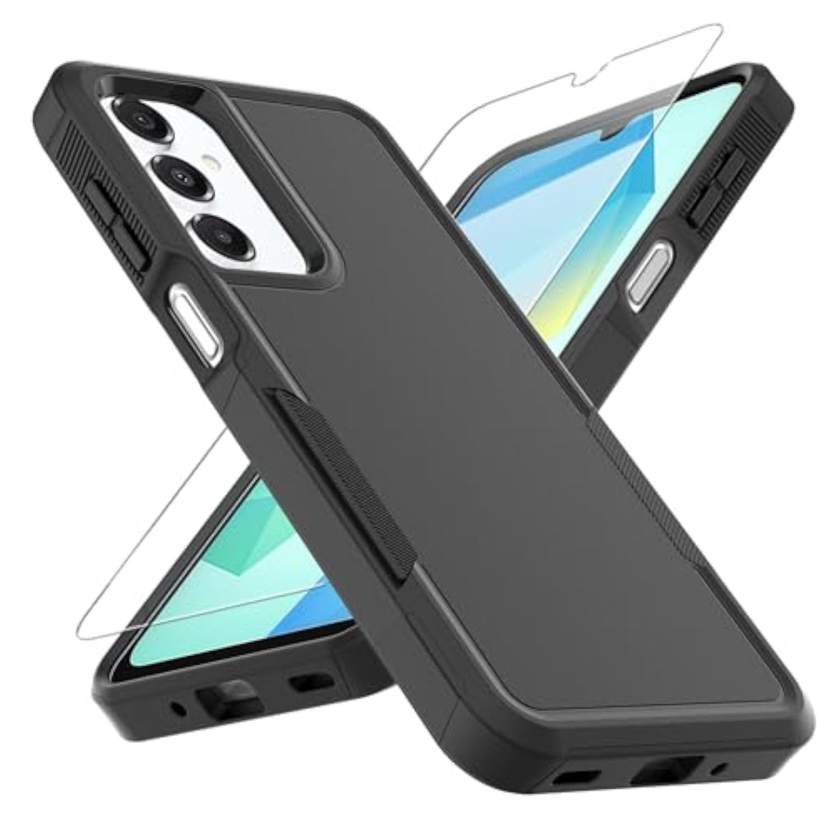 For Galaxy A16 5G Phone Case,[Military Grade Drop Tested] With Screen Protector, Dual Layer Protective Heavy Duty Cell Phone Cover Non-Slip Shockproof Rugged Case For Samsung Galaxy A16 5G (Black)