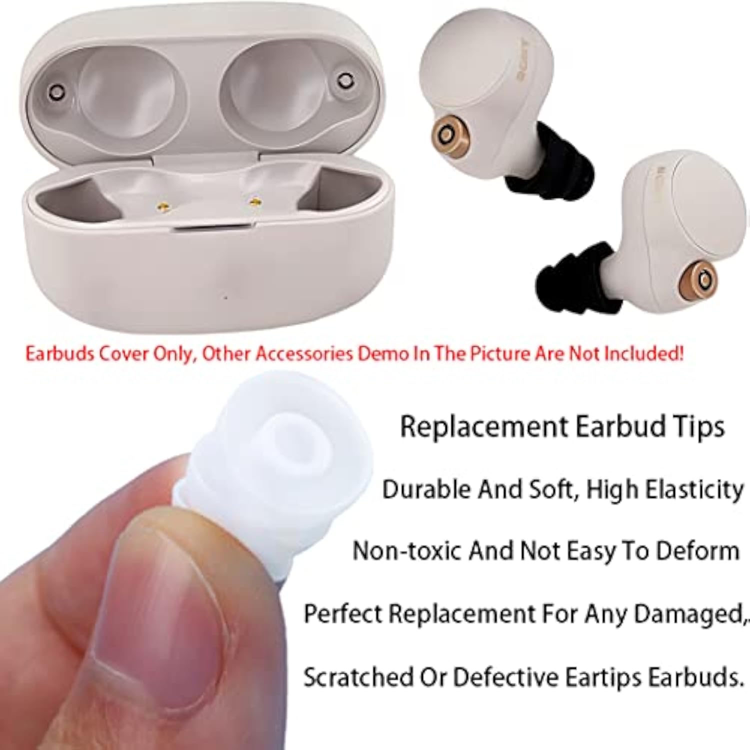 Replacement Triple Flange Earbuds Tips Silicone Buds Conical Ear Tips Earbuds Compatible With Most In Ear Headphones (E.G:Compatible With Sony Senso Powerbeats Jaybird Etc.)