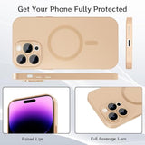 Magnetic Case For Iphone 14 Pro Max Phone Case For Women, Matte Soft Metallic Luster Design With Camera Lens Protector, Compatible With Magsafe Case For Iphone 14 Pro Max 6.7"-Champagne Gold