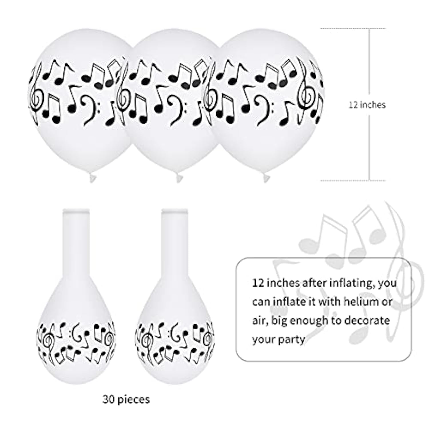 30 Pcs Music Notes Balloons Music Party Decoration Balloons 12 Inches Latex Balloon For Musical Theme Birthday Party Decorations