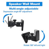 Speaker Wall Mount,Swivel & Tilt,All Aluminium Wall Speaker Mount for Small Speakers,Hold up to 30lbs,HD-818,2 Packs(Black)