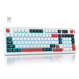 Rgb Mechanical Feel Membrane Wireless Keyboard, Wired/Bluetooth/2.4G Silent Abs Ball Cap Gasket Structure Gaming Office Keyboard For Pc/Mac/Win(98 White)