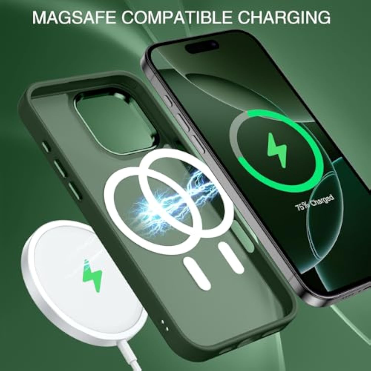 For Iphone 16 Pro Max Case 2024, Iphone 16 Pro Max Magnetic Phone Case [Compatible With Mag Safe] [Military Grade Shockproof] Translucent Matte Slim Shockproof Protective Cover 6.9" Green