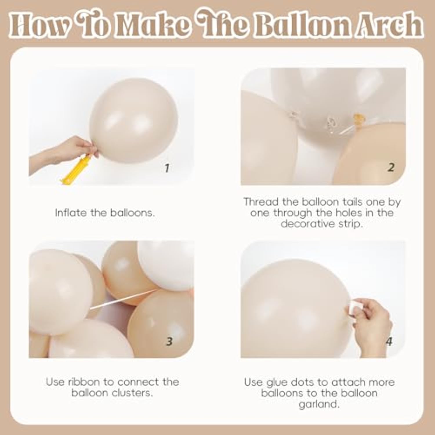 Neutral Balloon Garland Kit: Nude, Sand, White & Gold - 147 Piece