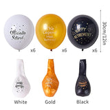 18 Pcs Happy Retirement Balloons - 12 Inch Black, Gold & White Latex Balloons For Party Decorations