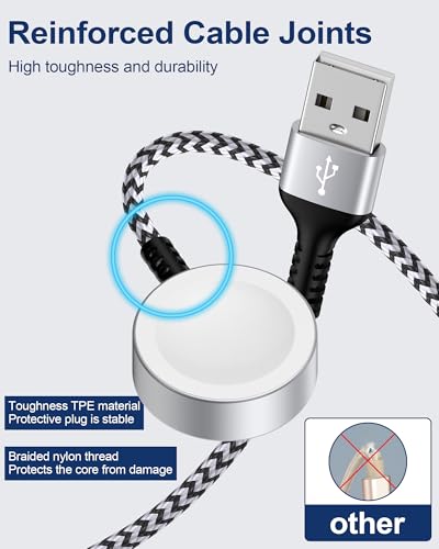 Watch Charger Fast Charging Cord, Wireless Charger Cable for iWatch Series 11/10/9/8/7/6/5/4/3/2/1, Ultra 3/2/1, SE3/SE2/SE Braided Magnetic