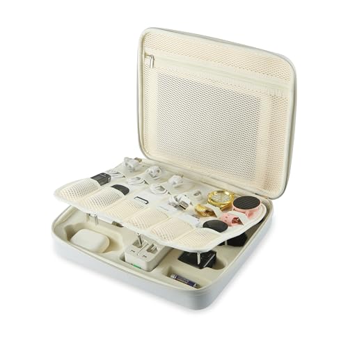 Electronics Organizer Case,Travel Essentials Bag For Ipad,Tablet, Charger, Cables, Power Bank,Lapel Mic, Earphones, Watches, Tech Accessories Carry Bag For Travel, Live Streaming, Business Trip