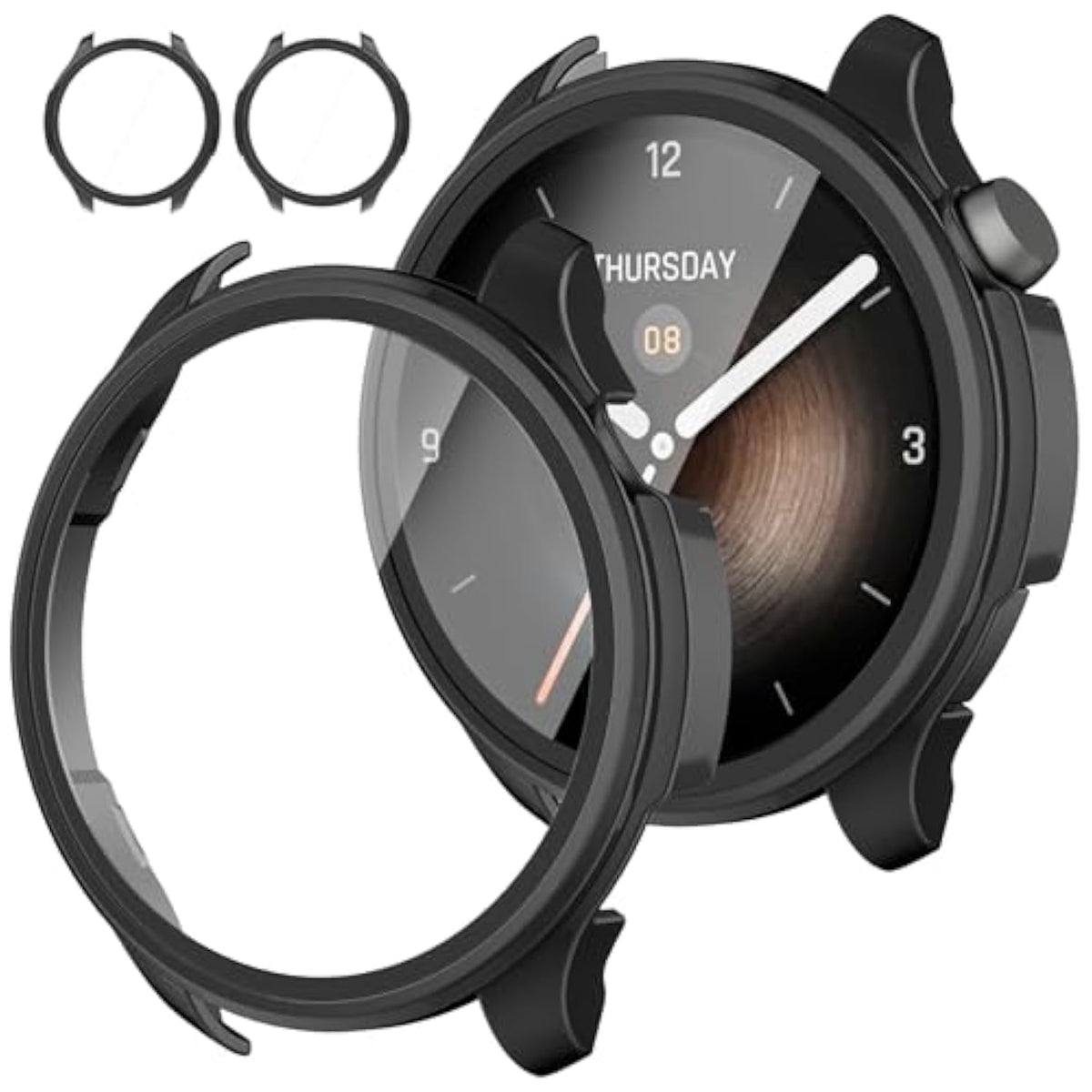 2-Pack For Amazfit Balance Smartwatch Screen Protector Case, Hard Pc Bumper Built-In Tempered Glass Film Face Cover Replacement Accessories For Balance Smart Watch