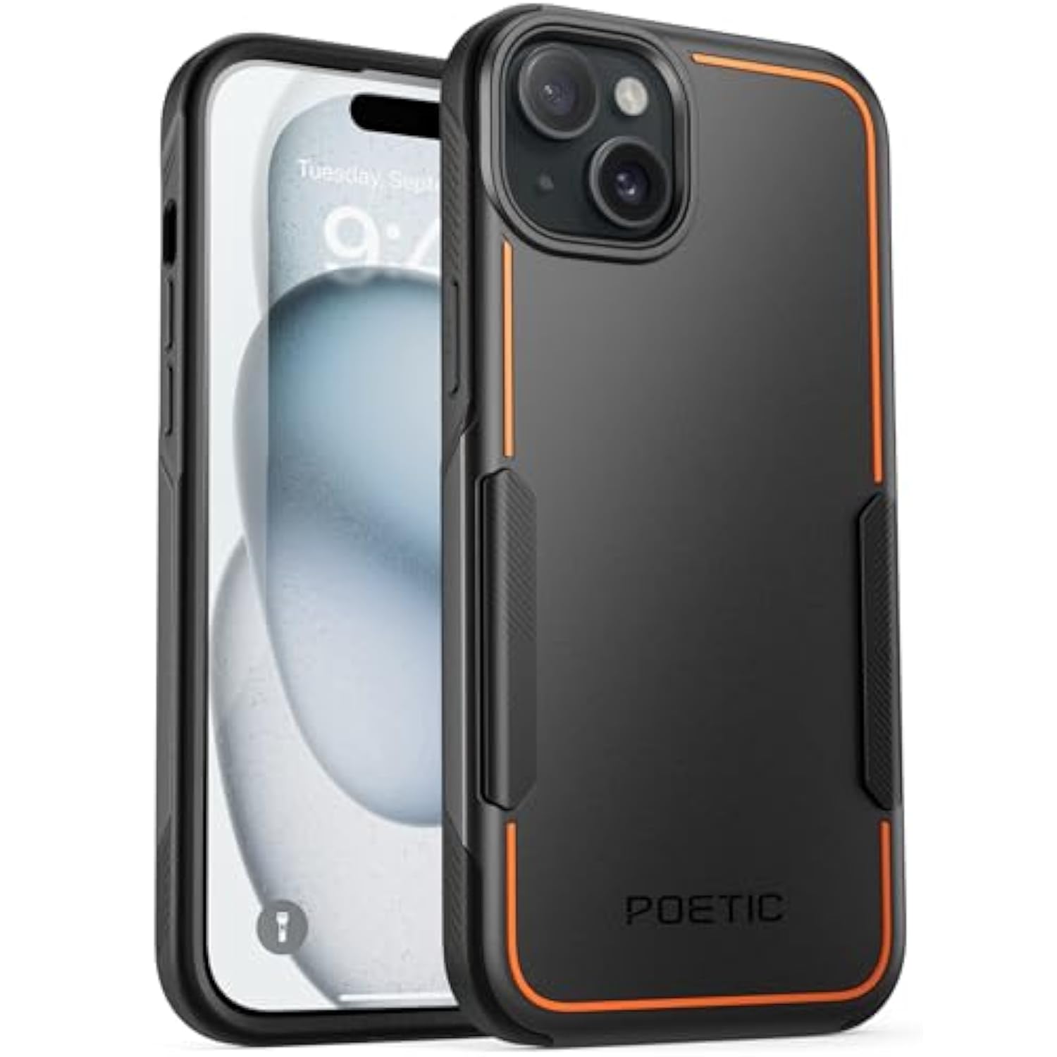 Neon Series Case Compatible With Iphone 15, Dual Layer Heavy Duty Tough Rugged Light Weight Slim Shockproof Protective Drop Protection Phone Case 2023 New Cover For Iphone 15 (6.1 Inch), Black