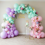 Pink Purple Mint Green Balloon Arch Kit – Double Stuffed Pastel Balloons With Gold Butterflies For Baby Shower, Girl Birthday, Butterfly Theme, Baby In Bloom, Spring Or Garden Party Decor