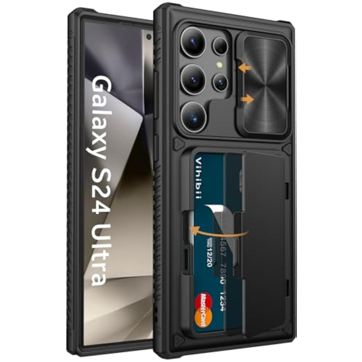 Samsung Galaxy S24 Ultra Premium Leather Wallet Case with Card Holder, Black