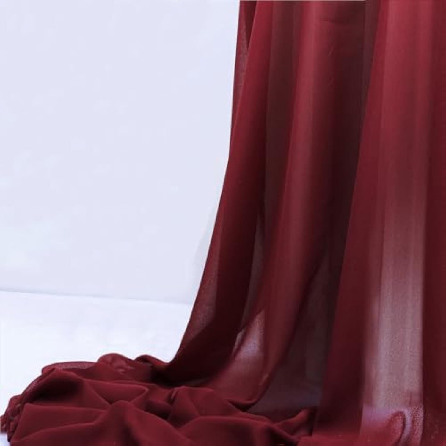 Wedding Arch Draping Fabric Burgundy 29" X 20Ft Chiffon Tulle Sheer Drapes For Wedding Ceremony Arbor Party Ceiling Swag Backdrop Decoration | Burgundy Sheer Fabric 2 Panels