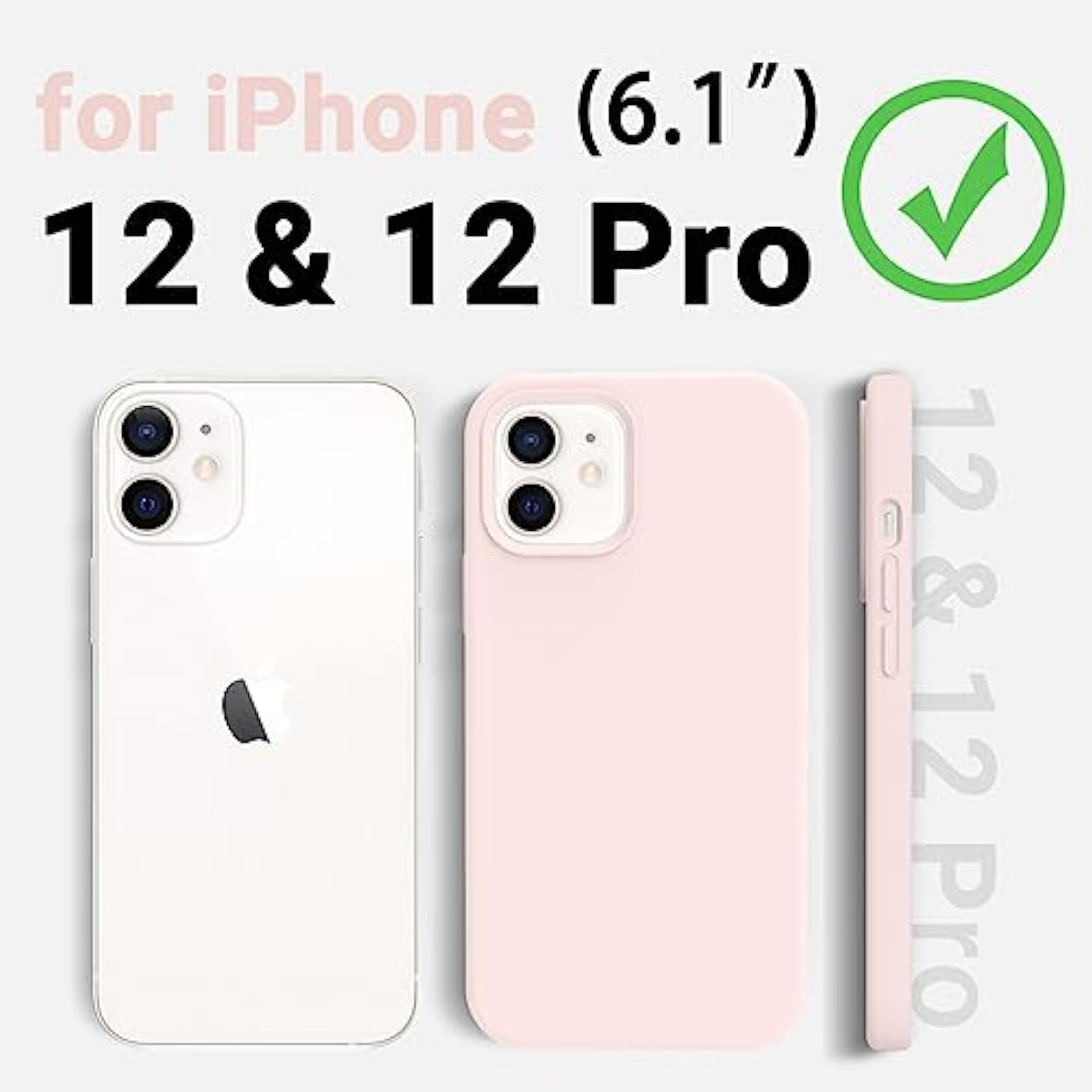 iPhone 12 6.1 Silicone Case Soft Anti-Fingerprint Flexible Bumper Chalk Pink