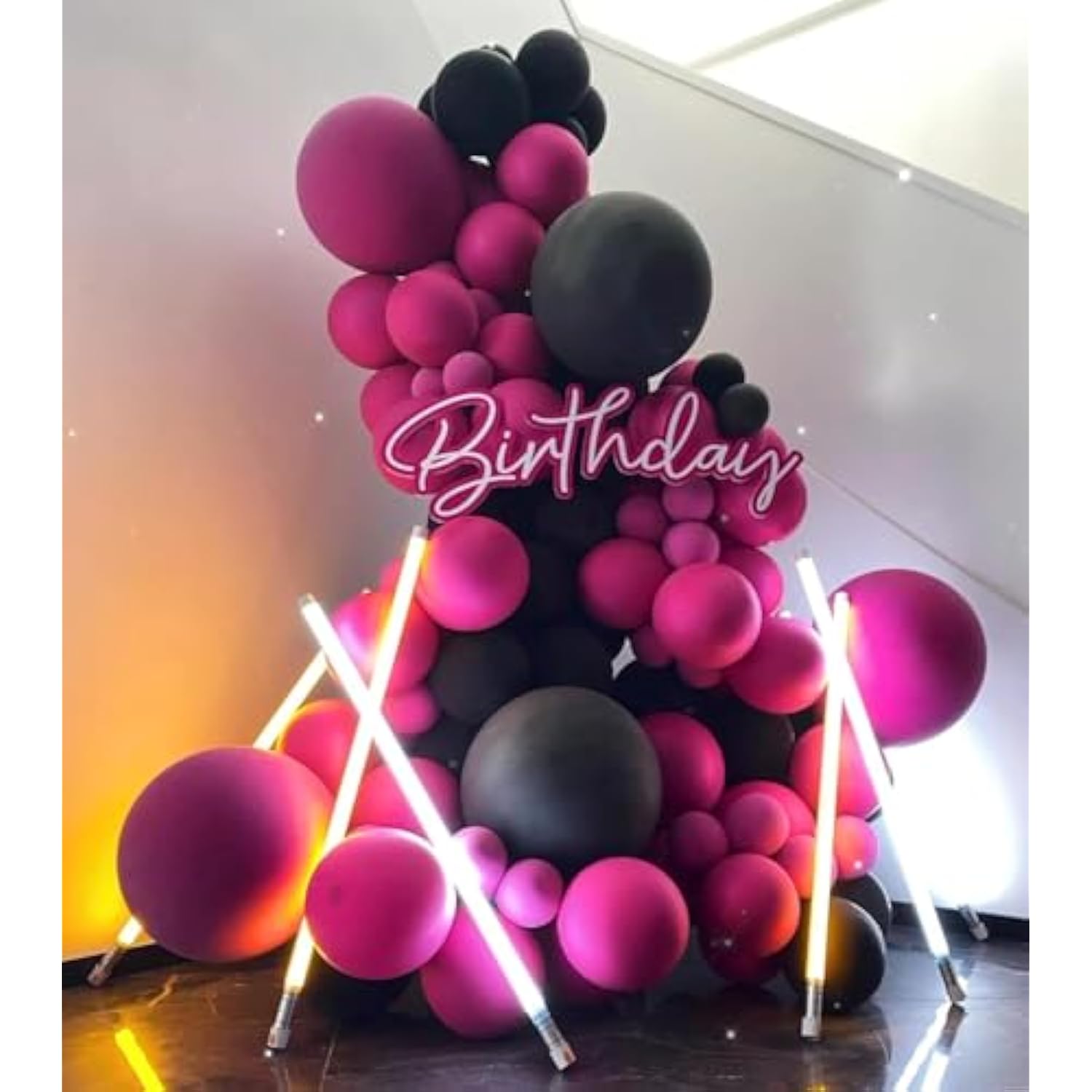 100-Pack 12" Hot Pink Balloons with Ribbon for Birthday, Wedding & Party Decor
