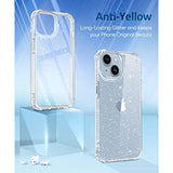 Compatible With Iphone 14 Plus Case With Screen Protector + Camera Lens Protector, [Non-Yellowing] Clear Glitter Protective Shockproof Phone Case For Women Girls, 6.7 Inch - Sparkle Clear
