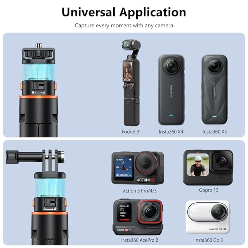 VRIG 64" OSMO Pocket 4/3 Selfie Stick Tripod for GoPro Camera,Extendable Tripod Stand with Quick Release 1/4" Screw for Insta360 X5/X4,DJI OSMO