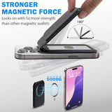 MagSafe Compatible Card Holder with Adjustable Stand for iPhone 17/16/15/14/13/12 Series RFID Protected Wallet Case with 180° Rotatable Stand Fits
