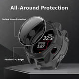 Watch Screen Protector +Watch Case Cover for Garmin Forerunner 570 47mm, [3-PCS] 3D Tempered Glass Film & TPU Bumper, Anti-Scratch, Bubble-Free, HD