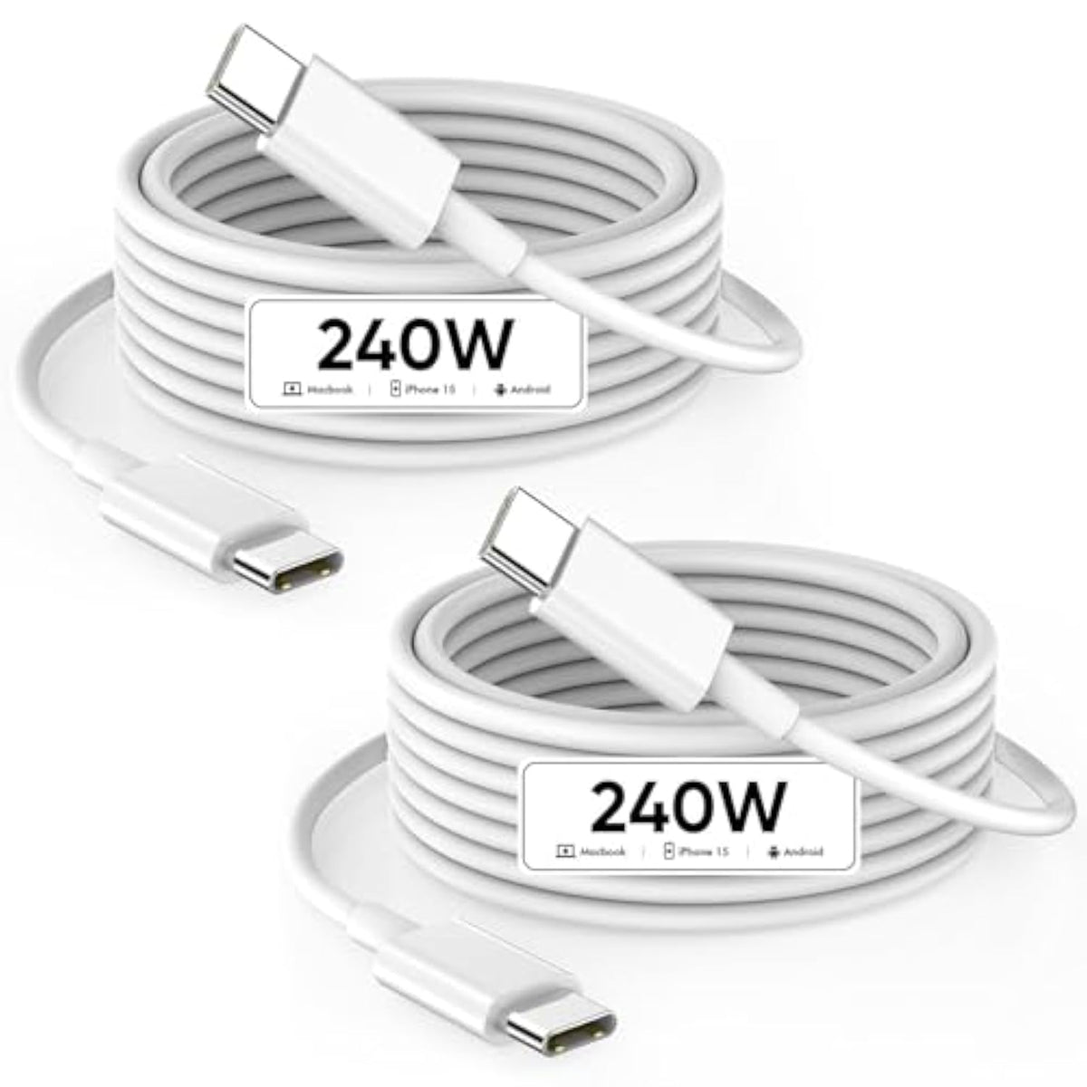 Usb C To Usb C, 240W Usb C Cable, 6.6Ft C To C Cable Fast Charging For Macbook Pro/Macbook Air, Ipad Pro 12.9-Inch, Iphone 15/Pro Max/Pro/Plus, Samsung Galaxy S23,Compatible 140W/100W /65W/45W/35W/20W