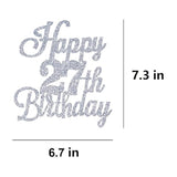 Happy 27Th Birthday Cake Toppers Silver Glitter, Cheers To 27 Years Old Bday Decoration 27Th Anniversary Cake Topper, Twenty-Seven Theme Cake Decorations For Birthday Anniversary Party