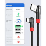 Right Angle Usb C Cable 2Pack [1.5Ft/0.5M] 3A Short 90 Degree Usb 2.0 Usb-C Fa
