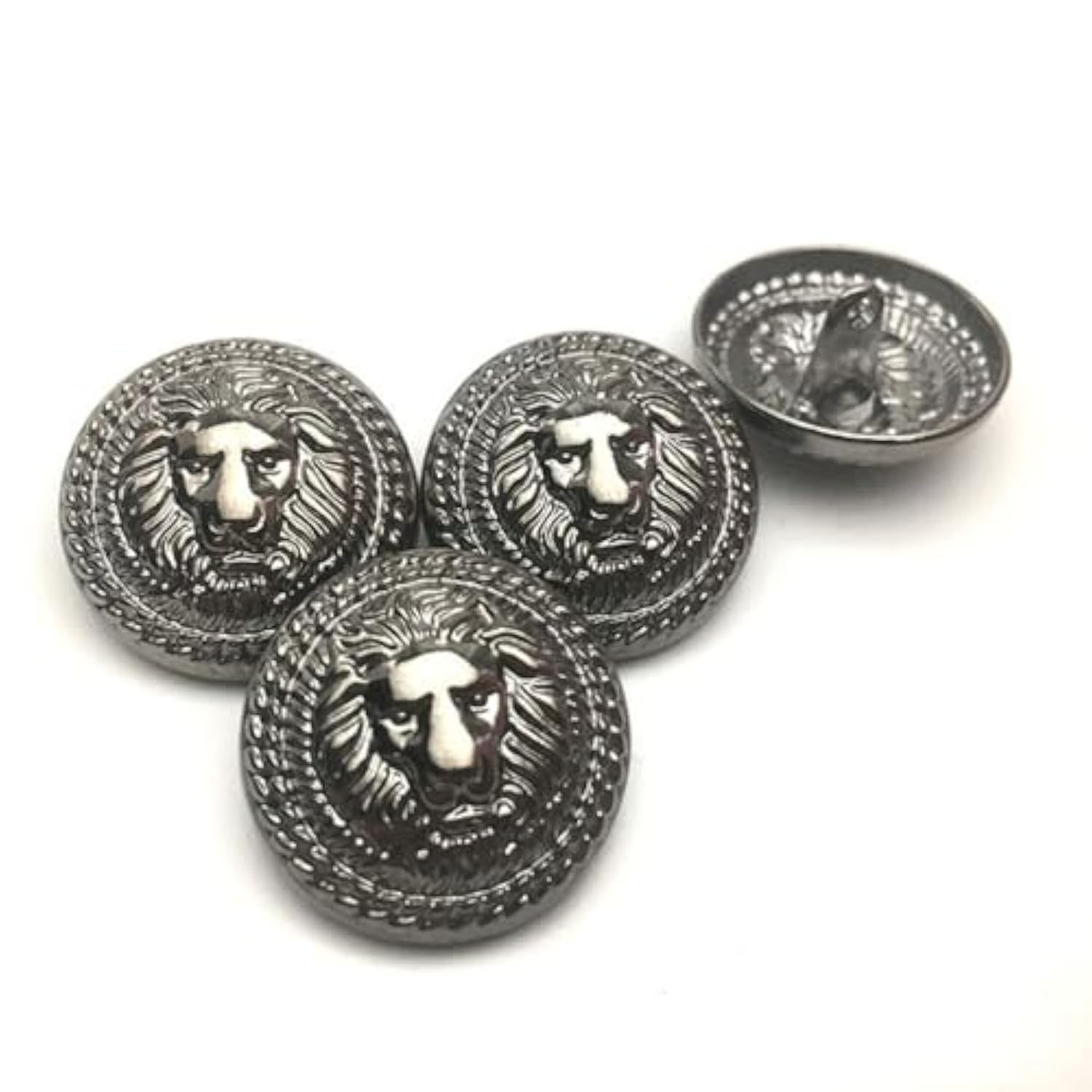 5Pcs Vintage Lion Pattern Shank Metal Button Round For Sewing Clothing