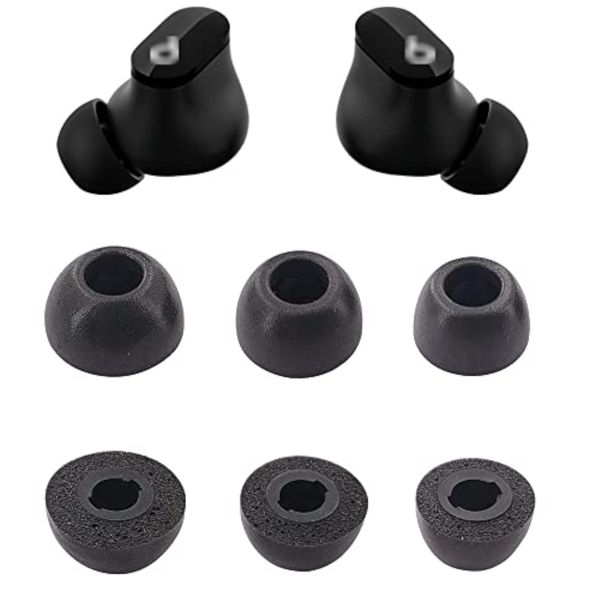 Foam Ear Tips Compatible With Beats Studio Buds, S/M/L 3 Sizes 6 Pairs Soft Memory Foam Earbud Tips Replacement Foam Tips, Compatible With Beats Studio Buds, Black Sml Pro