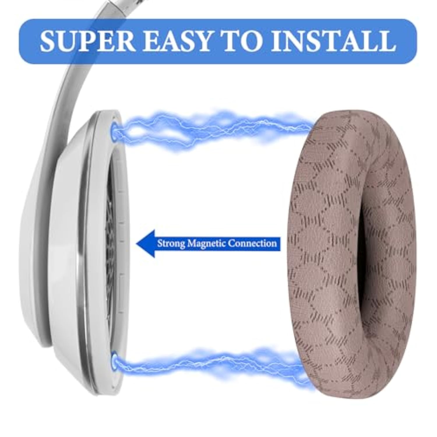 Geekria SNAP Magnetic Ear Pads for Beats Studio 3 Wireless, Studio 2 Wireless, Studio 2 Wire Easy Switch Ear Cushions, Exchange Earpads in Seconds (Grid Brown, 1 Pair)