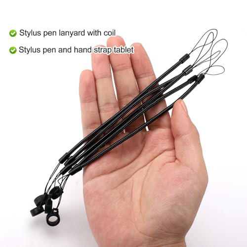 10pcs Pen Lanyards, Elastic Lanyard Tether with Silicone Rings Retractable Stylus Tether Clipboard Pen Strap Tablet Holder Anti-Lose Leash for