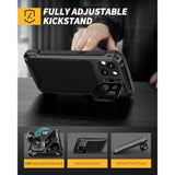 For Iphone 15 Metal Case, [Built-In Camera Kickstand & Glass Screen Protector] Heavy Duty Protective Rugged Full Body Military Grade Aluminum Magnetic Cover For Iphone 15 6.1" (Black)