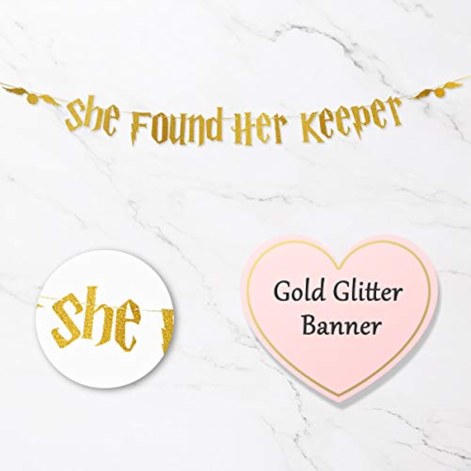 Gold Glitter Bachelorette Party Banner Decorations - Bridal Shower Hen Party Decorations Supplies, Wedding Party Decoration, Gold Glitter Banner | She Found Her Keeper