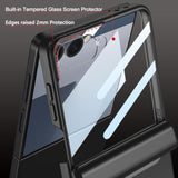 For Samsung Galaxy Z Flip 7 Case With S Pen,Slim Pc All-Inclusive Shockproof Cover With Magnetic Hinge Protection + Tempered Glass Screen Protector For Samsung Galaxy Z Flip 7 5G (Black)