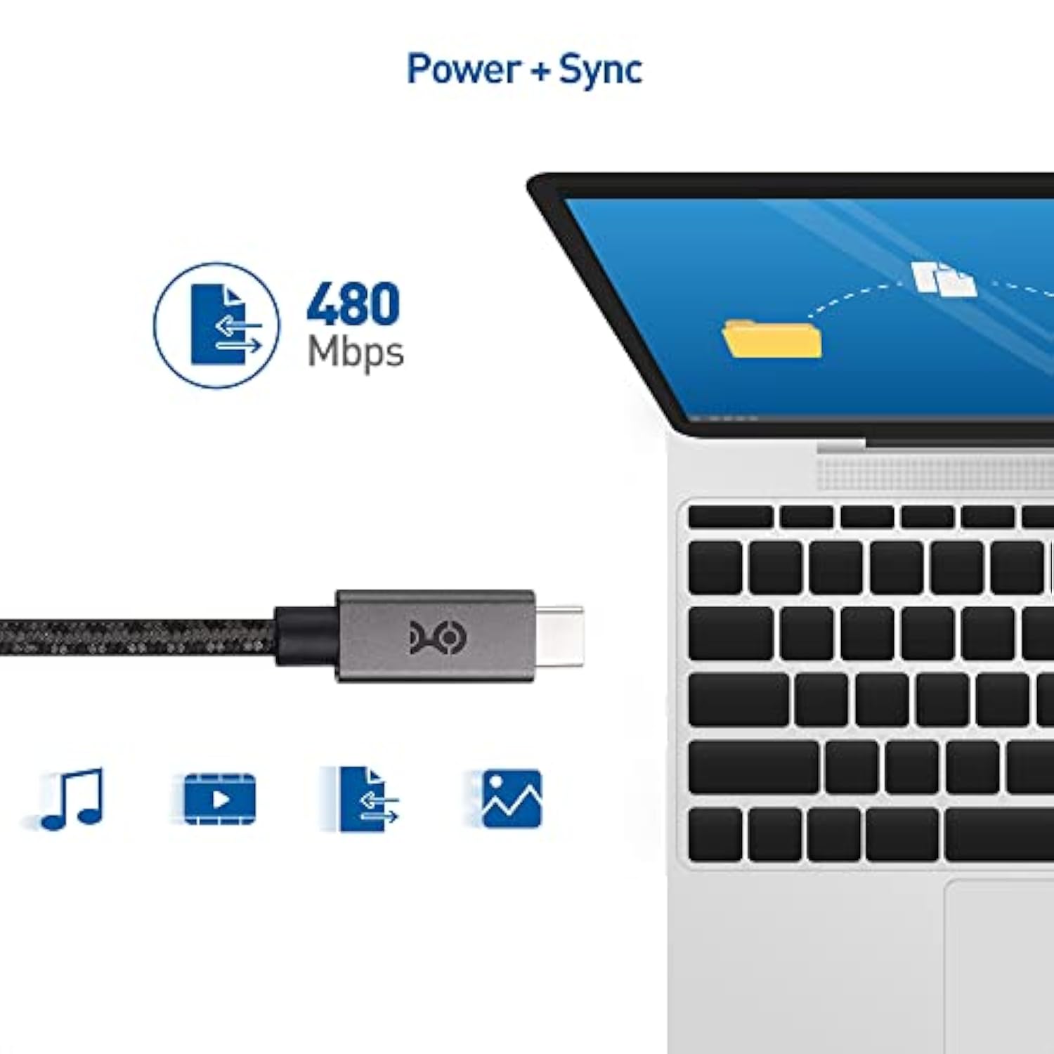 Cable Matters Braided Long USB C Cable 10 ft with Fast Charging, Up to [100W Charging, 480Mbps Data Transfer], No Video Support, Black, USB C Charger Cable Compatible with MacBook Pro, PS5 Controller