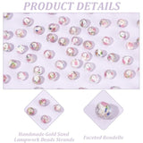 60PCS 9-10mm White Rose Lampwork Beads Gold Sand Glass for Jewelry Making