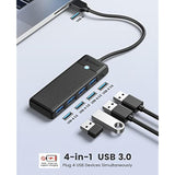 USB 3.0 Hub, ORICO 4-Port USB Hub with 6FT Long Cable, Ultra Slim USB Splitter