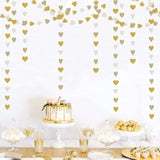 White And Gold Heart Garland Hanging Decorations, 52 Feet, Hanging Streamers For Christmas Party, Wedding, Birthday Parties, Graduations Parties, Valentine, Bridal Showersal (Gold-White Heart)