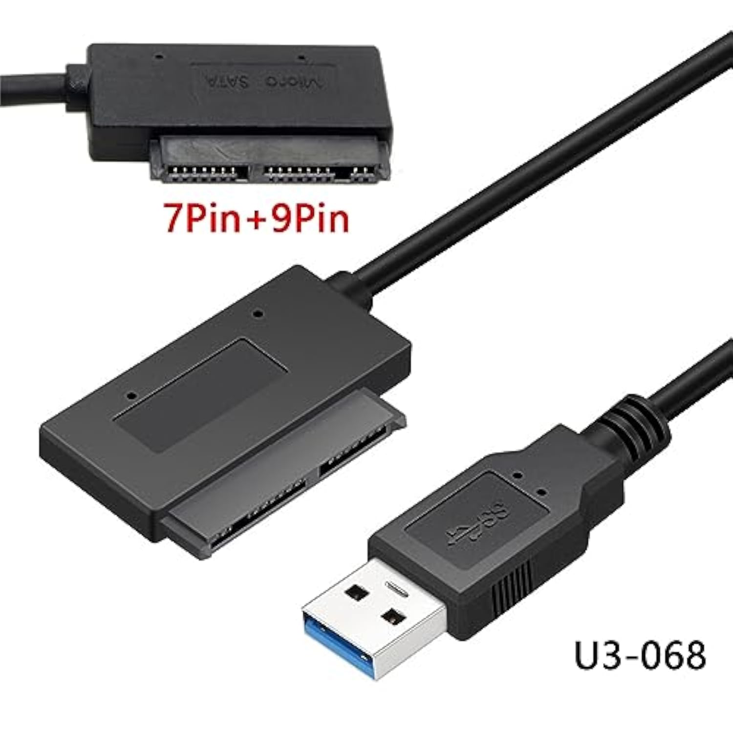 Cablecc USB 3.0 to Micro SATA 7+9 16 Pin 1.8" 90 Degree Angled Hard Disk Drive
