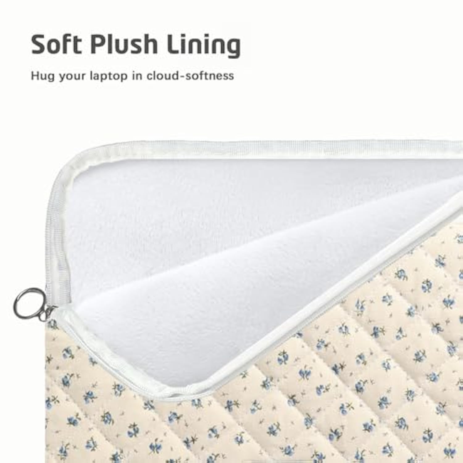 Cute Laptop Sleeve 13-15 Inch Laptop Accessories Aesthetic Quilted Computer Bag With Flower Puffy Printing For Macbook