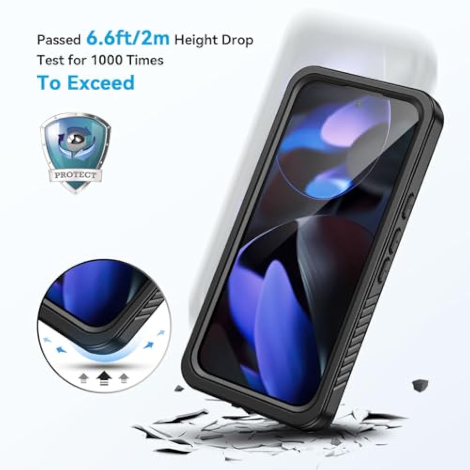 For Pixel 9 Case, Ip68 Waterproof Dustproof Case With Builtin Screen Protector, Rugged Full Body Shockproof Protective Clear Cover For Google Pixel 9 6.3 Inch, Black