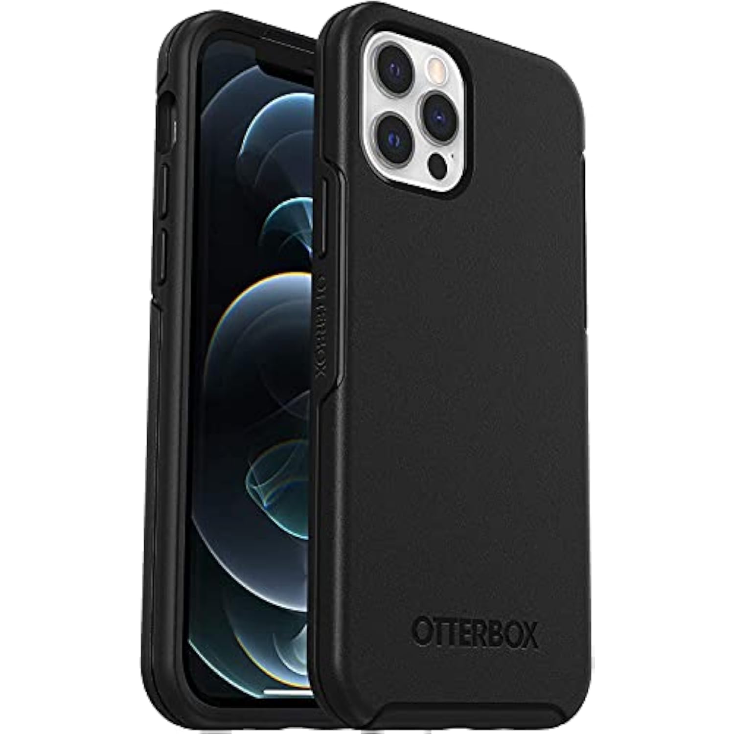 OtterBox Symmetry Case for iPhone 12 / iPhone 12 Pro, Shockproof, Drop Proof, Protective Thin Case, 3X Tested to Military Standard, Antimicrobial Protection, Black